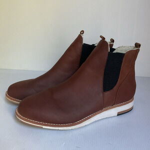 Matt Bernson Brown Leather Chelsea Boots Shearling Lined Women 9.5 Winter Cozy